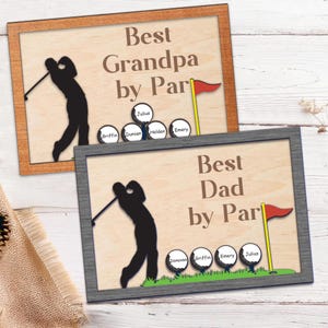 Custom Best Dad By Par Sign, Father&#39;s Day Gift For Grandpa,Dad, , Best Grandpa By Par Sign, Personalized Wooden Golf Sign with Kids Name