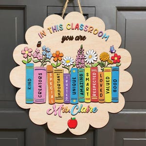 Personalized Teacher Door Hanger, In this Classroom You Are, 3D Teacher Door Sign, End Of School Gift, Custom Teacher Name, Classroom Decor