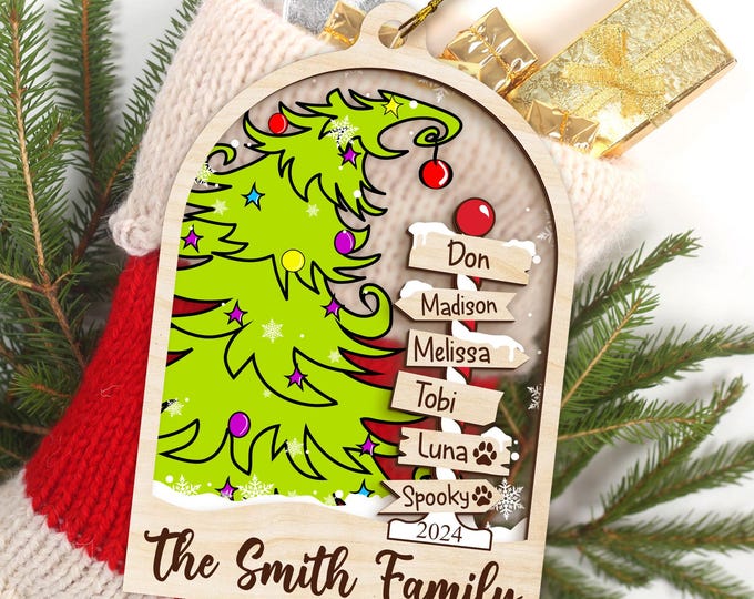 Family Name Ornament Personalized, Custom Wooden Family Christmas Ornament, Family Ornament, 2025 Family Christmas Gift, Family Keepsake