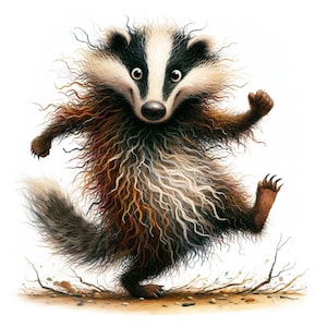 Clipart drôle de blaireau 10 fichiers JPG de haute qualité, images originales de blaireau, art animalier de la forêt, fabrication de cartes, journalisation indésirable UTILISATION COMMERCIALE | AF0304-1