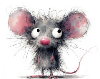 Cute Mouse Clipart 10 High Quality JPGs, Watercolour Mice Images, Card Making, Junk Journaling, Fantasy, Whimsical COMMERCIAL USE | AF0218-2