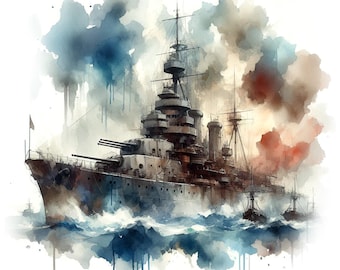 WW2 Warship Clipart 12 High Quality JPGs, Vintage Naval Battleship Images, Card Making, Junk Journaling, Paper Craft COMMERCIAL USE | AF0409