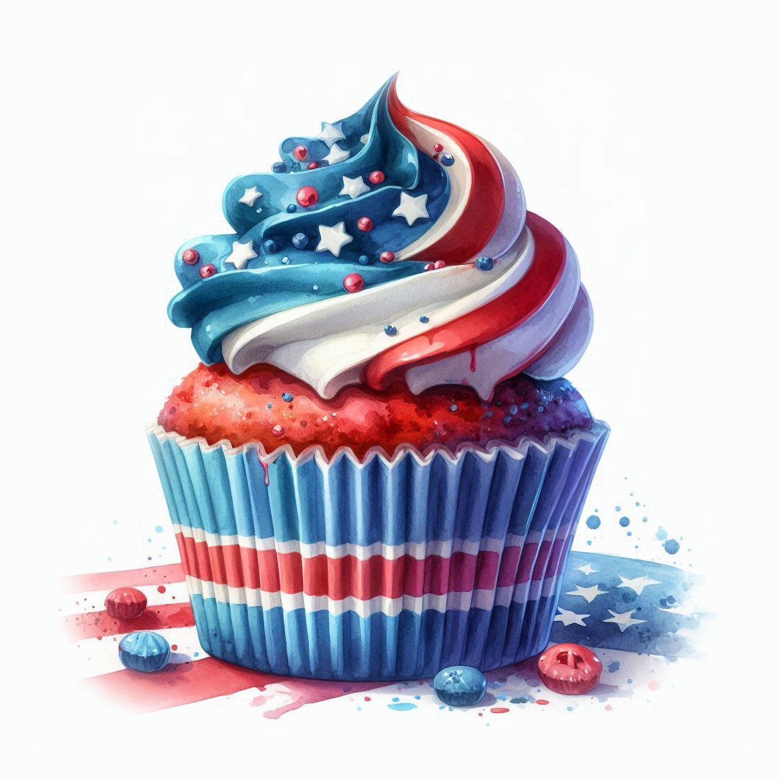 Celebration Cupcake Clipart, 10 High Quality Jpgs, 4th of July ...