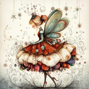 Clipart fée de Noël victorien 10 fichiers JPG de haute qualité, art féerique vintage, fabrication de cartes, journal indésirable, créations en papier UTILISATION COMMERCIALE | AF0423
