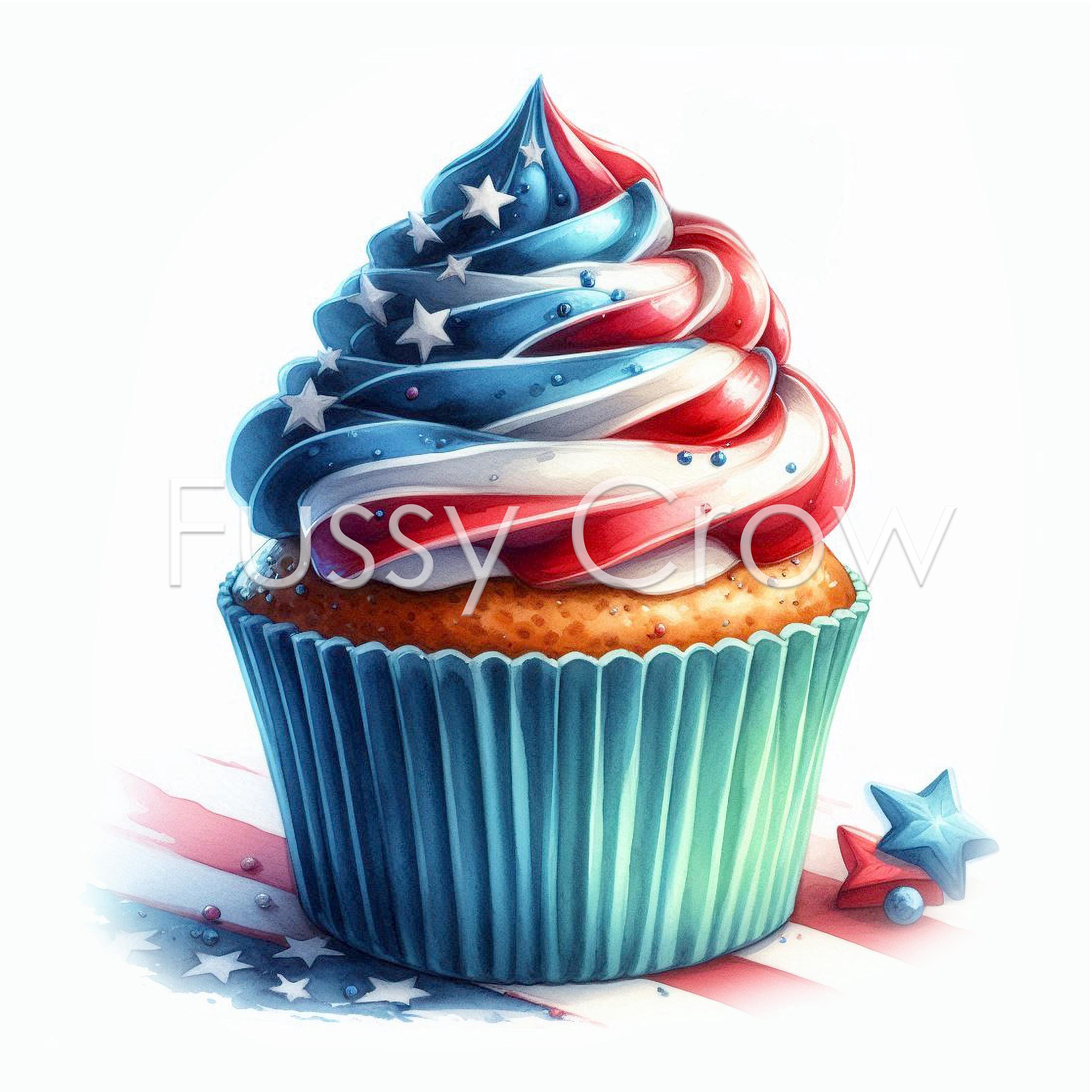 Celebration Cupcake Clipart, 10 High Quality Jpgs, 4th of July ...
