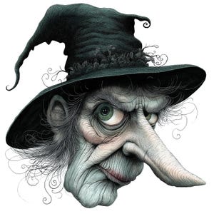 Clipart Ugly Witch Face, 16 hoge kwaliteit JPG's, aquarel Halloween-clipart, kaarten maken, journaling, Paper Craft COMMERCIEEL GEBRUIK | AF0512-2
