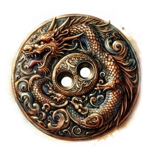 Dragon motief knop clipart 10 hoge kwaliteit jpg's, aquarel fantasie naaien clipart, kaarten maken, junk journaling COMMERCIEEL GEBRUIK | AF0312-2