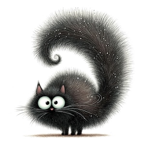 Clipart original de chat noir, 10 fichiers JPG de haute qualité, clipart drôle de chat effrayant, fabrication de cartes, journal indésirable, créations en papier, téléchargement numérique | AF0606