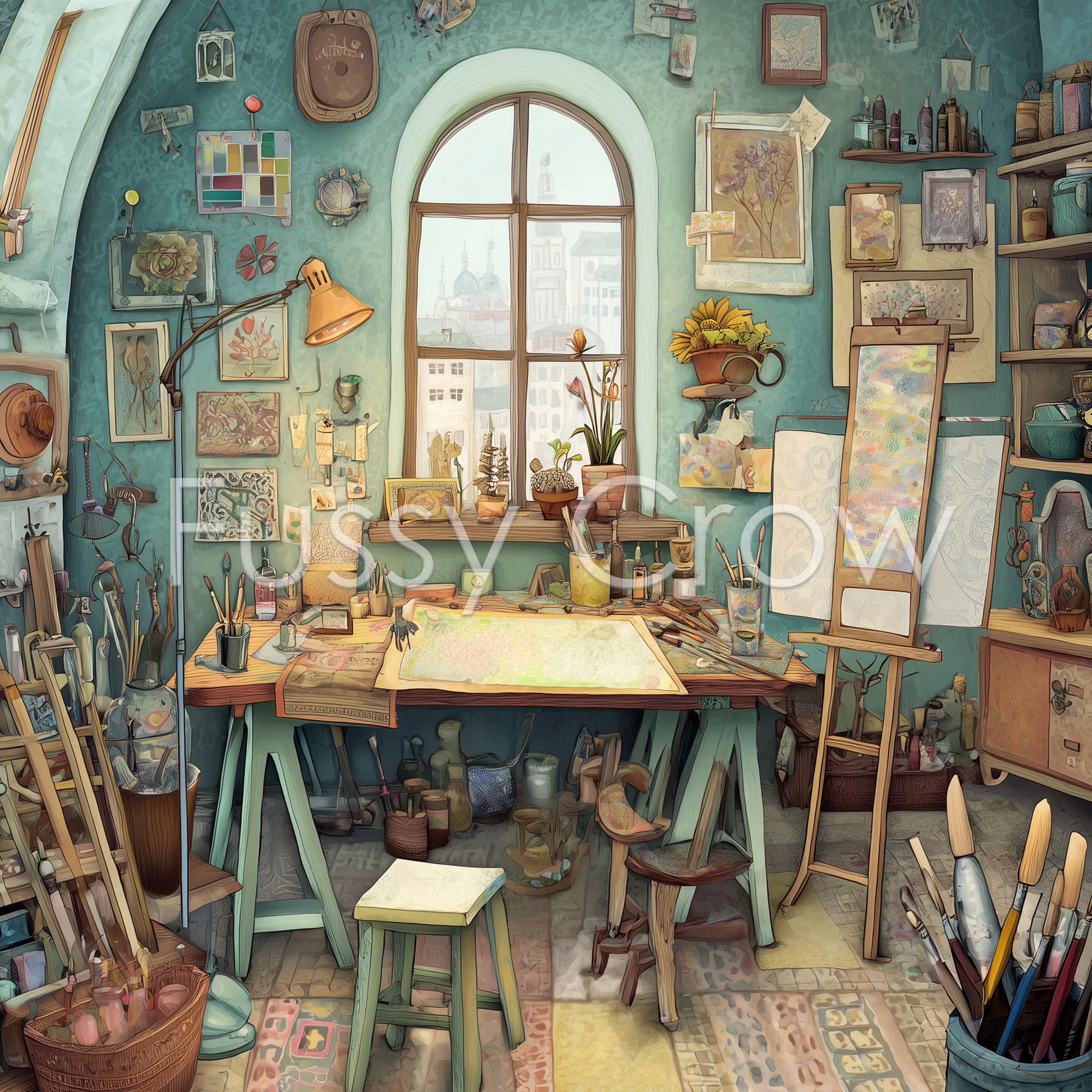 Whimsical Art & Craft Studio Clipart, 12 High Quality Watercolour Jpgs ...