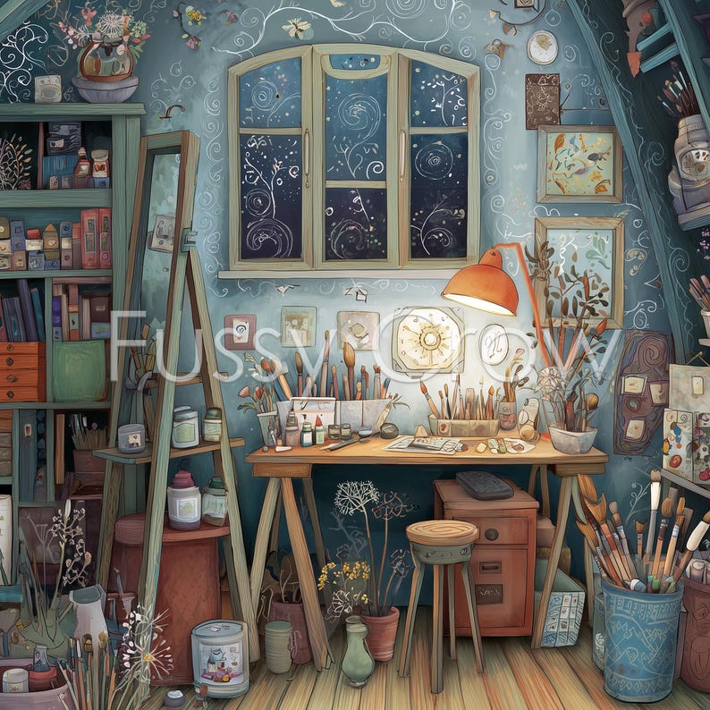 Whimsical Art & Craft Studio Clipart, 12 High Quality Watercolour Jpgs ...