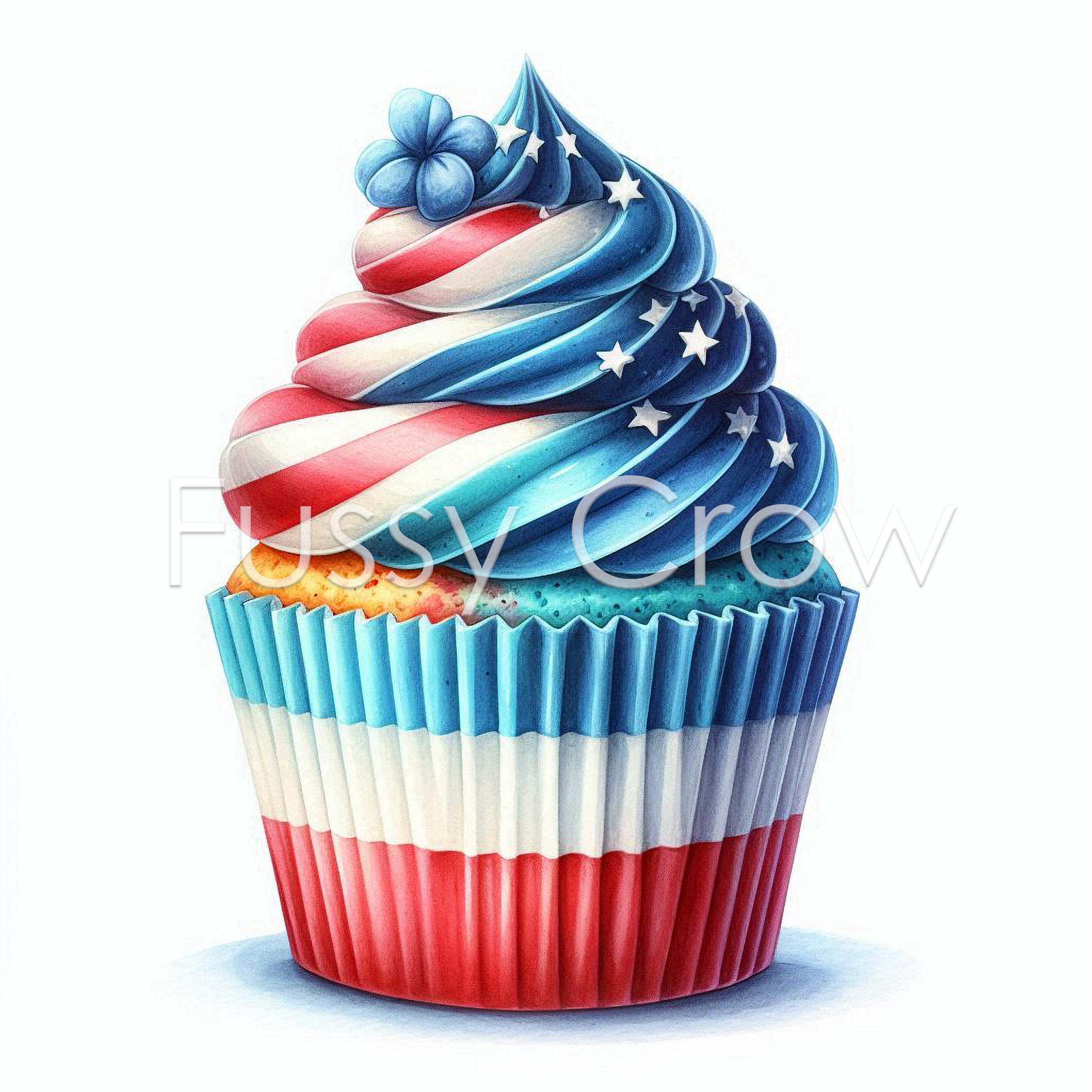 Celebration Cupcake Clipart, 10 High Quality Jpgs, 4th of July ...