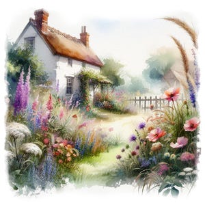 Engelse cottage tuin clipart, 10 hoge kwaliteit jpg's aquarel bloementuin afbeeldingen, kaarten maken, junk journaling, COMMERCIEEL GEBRUIK | AF0213
