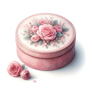Rosa Boxen mit Rosen Clipart, 12 hochwertige Aquarell JPGs, Kartenherstellung, Junk Journaling, Papierhandwerk, KOMMERZIELLE NUTZUNG | AF0618-1