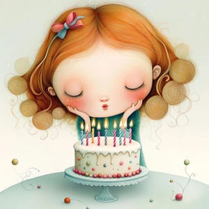 Schattige verjaardag meisje clipart, 10 hoge kwaliteit jpg's, aquarel verjaardagstaart, feestdecor, kaarten maken, journaling, COMMERCIEEL GEBRUIK | AF0402