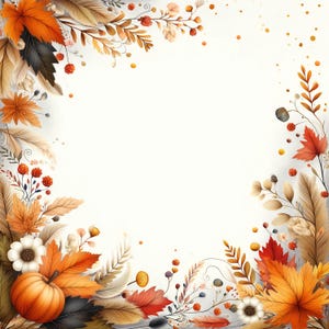 Herfstbladeren frame clipart, 15 hoge kwaliteit jpg's aquarel bloemen randen, kaarten/briefpapier maken, papier ambacht COMMERCIEEL GEBRUIK | AF0630-2