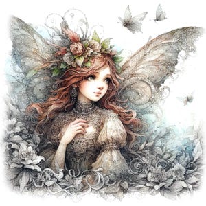 Vintage Fee Clipart, 10 hochwertige JPGs, Fantasy viktorianische Feen, Kartenherstellung, Junk Journaling, Papierhandwerk, KOMMERZIELLE NUTZUNG | AF0303-1