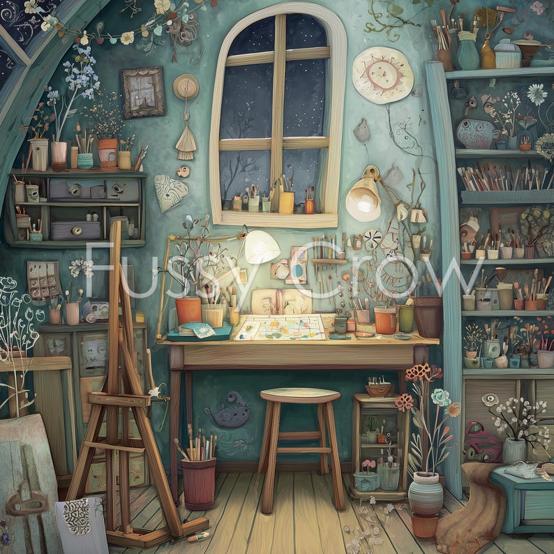 Whimsical Art & Craft Studio Clipart, 12 High Quality Watercolour Jpgs ...