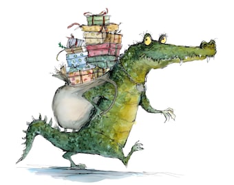 Christmas Crocodile Clipart, 13 High Quality JPGs, Funny Festive Jungle Animal Clipart, Seasonal Card Making/Craft COMMERCIAL USE | AF0625