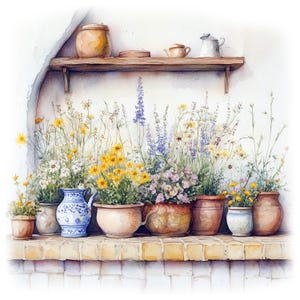 Clipart ingemaakte bloemen, 10 hoge kwaliteit jpg's, aquarel bloemenafbeeldingen, kaarten maken, journaling, digitale download, COMMERCIEEL GEBRUIK | AF0307