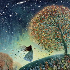 Clipart nuit d'automne étoilée, 13 fichiers JPG de haute qualité, clipart paysage aquarelle, créations en papier, journal indésirable, UTILISATION COMMERCIALE | AF0611-2