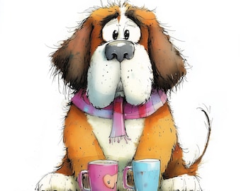 Cute Quirky Dog Clipart, 11 High Quality JPGs, Watercolour Dog Clipart, Whimsical Pet Images, Card Making, Journal, COMMERCIAL USE | AF0318