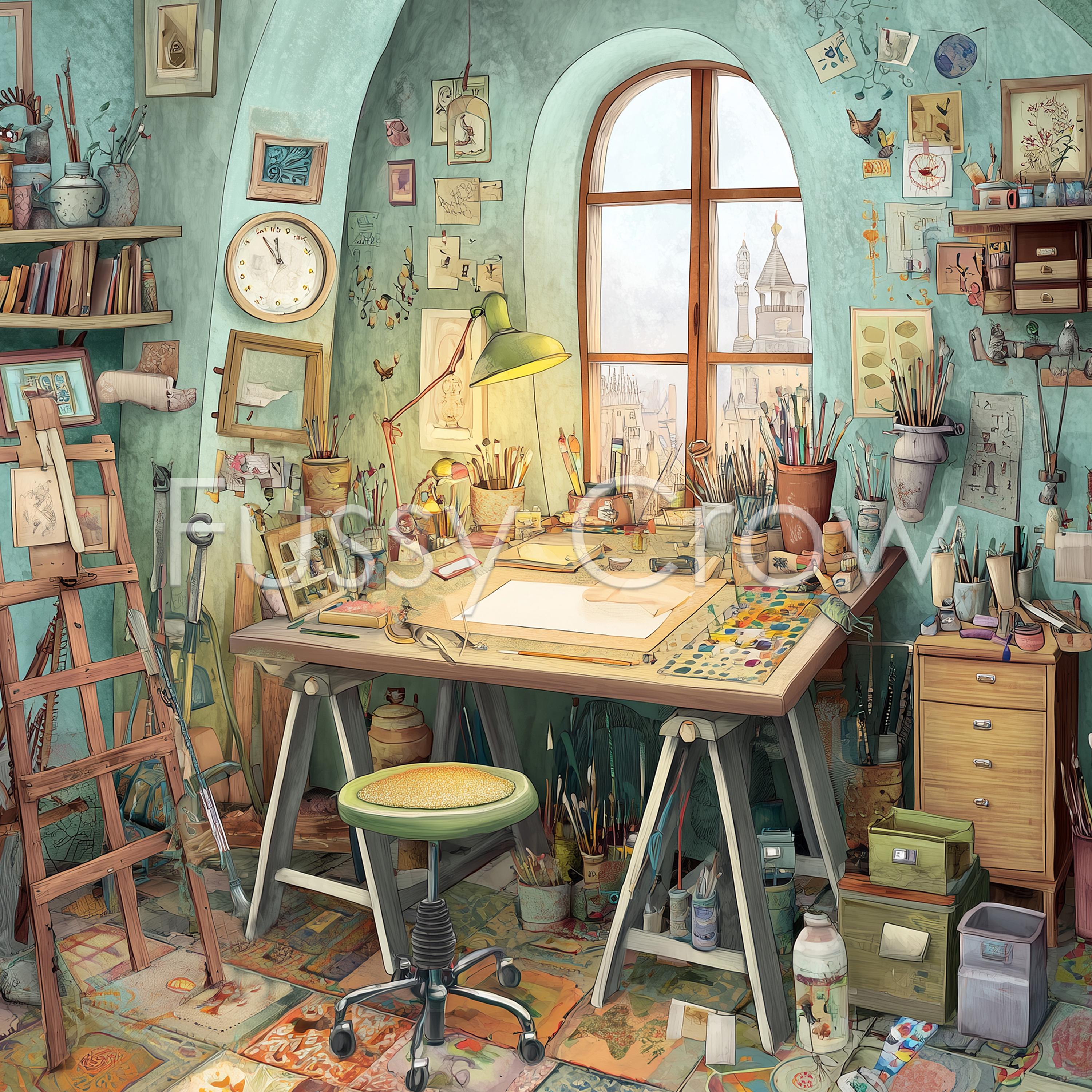 Whimsical Art & Craft Studio Clipart, 12 High Quality Watercolour Jpgs ...