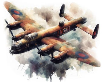 Lancaster Bomber Clipart, 10 High Quality JPGs/PNGs, WW2 Airplane, Vintage Aircraft, Card Making, Journaling, COMMERCIAL USE | AF0326-1