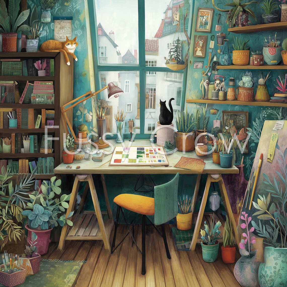 Whimsical Art & Craft Studio Clipart, 12 High Quality Watercolour Jpgs ...