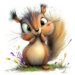 Clipart écureuil mignon, 10 fichiers JPG de haute qualité, aquarelle animal de la forêt, fabrication de cartes, journal indésirable, créations en papier, UTILISATION COMMERCIALE | AF0415-2