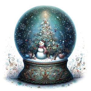 Clipart boule à neige victorienne, 12 fichiers JPG de haute qualité, Noël vintage, fabrication de cartes, journal indésirable, créations en papier, usage commercial | AF0502-3