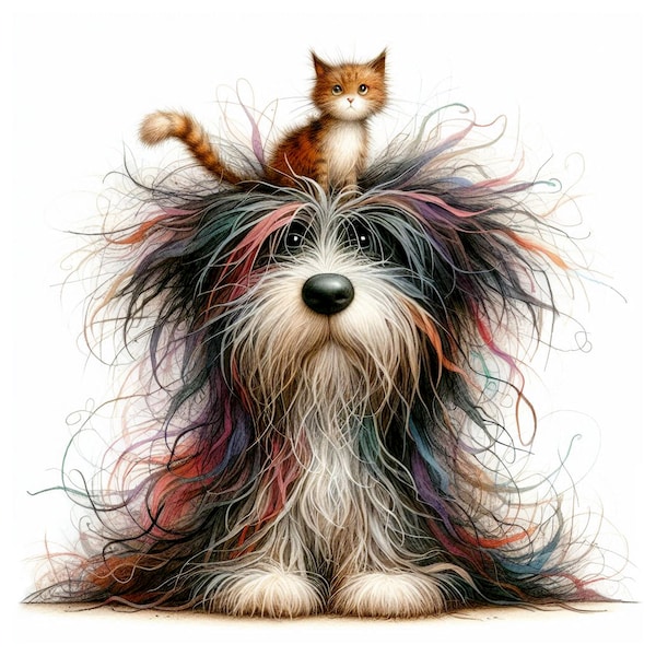 Cute Cat & Dog-clipart, 10 hoge kwaliteit JPG's, Best Buddy-clipart, huisdiervrienden, katten- en hondenliefhebber Craft/Journaling, COMMERCIEEL GEBRUIK | AF0203