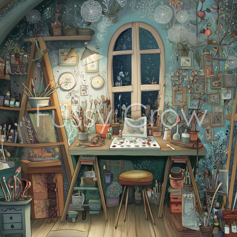 Whimsical Art & Craft Studio Clipart, 12 High Quality Watercolour Jpgs ...