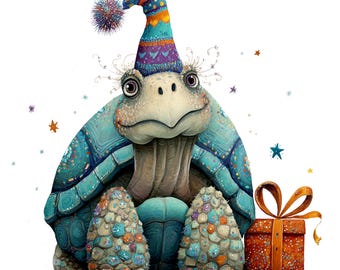 Festive Tortoise Clipart 11 High Quality JPGs, Watercolour Quirky Animal Art, Card Making, Journaling, Paper Craft COMMERCIAL USE | AF0512-1