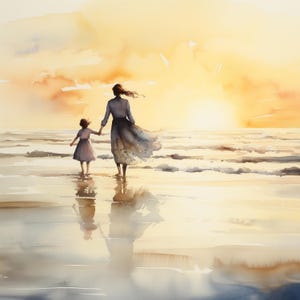 Mutter & Tochter Clipart, 10 hochwertige JPGs, Aquarell Muttertag Clipart, Kartenherstellung, Junk Journaling, KOMMERZIELLE NUTZUNG | AF0307-3