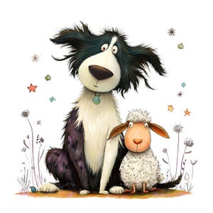 Lustige Border Collie Clipart, 16 hochwertige JPGs, Aquarell Karikatur Hunderasse Clipart, Kartenherstellung, Junk Journal, Papiermodelle | AF0529