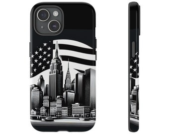 I phone 14 Back cover with American Flag and skyline