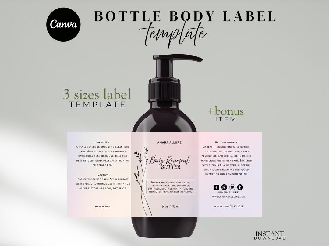 Body Cream Sticker Minimalist Gradient Body Butter Label Template | Cosmetic Branding ...