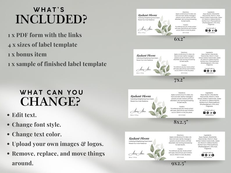 Editable Jar Label Template for Cosmetics | Minimalist Skincare Labels ...