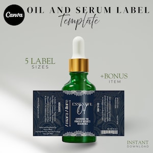 Blue Art Bottle Design Label Canva Templates Editable Product Label Templates DIY Labels Design Template Beauty Labels Custom Cosmetic Label