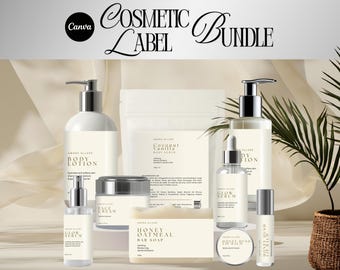 Minimalist Cosmetic Label Template Bundle | Editable Skincare Labels for Canva | Modern Label Design | Printable Business Product Packaging