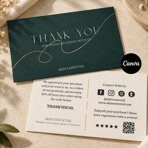 Modern Thank You Card Template for Product Orders Customizable Business Appreciation Notes Canva Editable Business Packaging Inserts