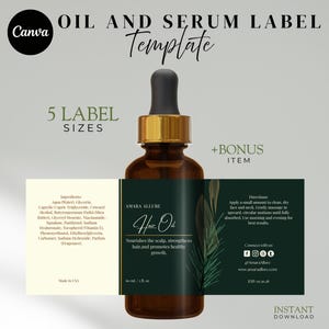 Aesthetic Serum & Oil Label Template, Minimalist Skincare Labels, Editable Cosmetic Packaging Label, Beauty Product Branding, Canva Design