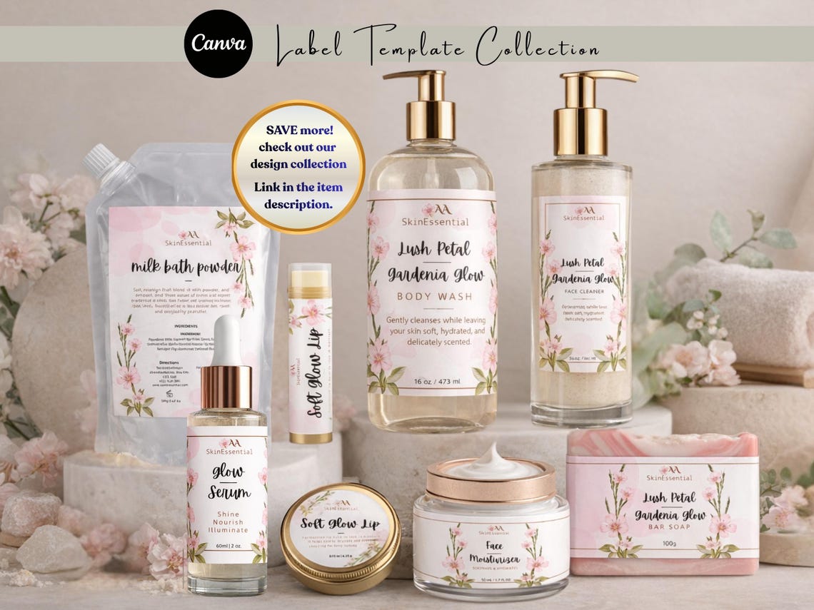Editable Body Wash Label Template | Floral Skincare Design | Canva ...