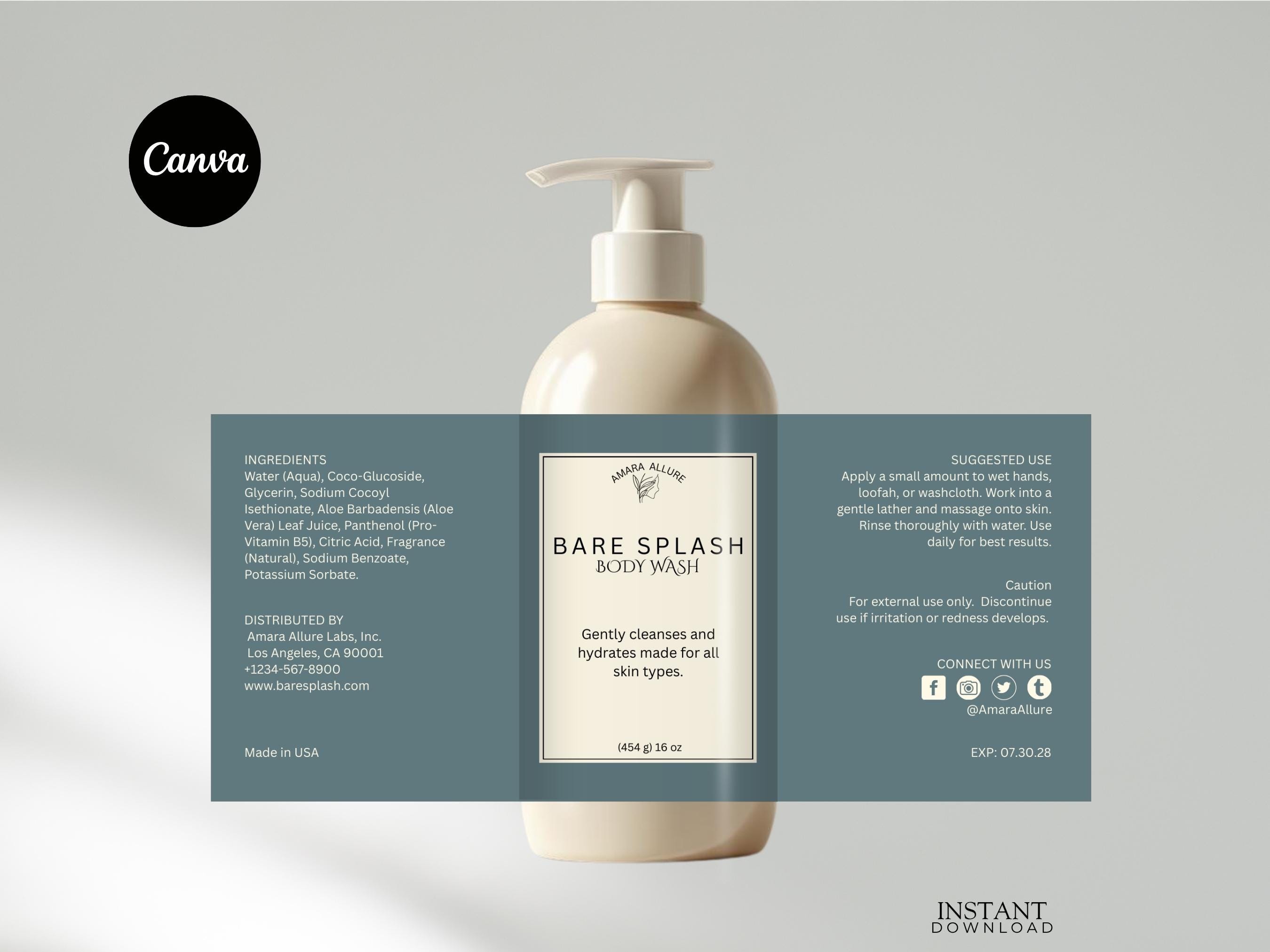 Body Care Label Template Bundle | Editable Canva Templates | Lotion ...