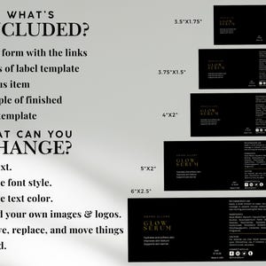 Plantilla minimalista de Canva para etiquetas de sérum y aceite, etiquetas editables para el cuidado de la piel, diseño de envases cosméticos, marca de belleza moderna. imagen 3