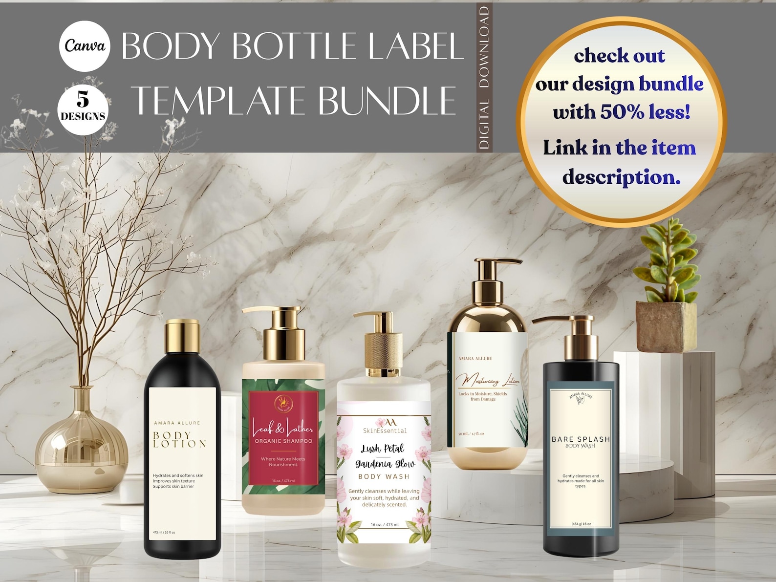 Editable Body Wash Label Template | Floral Skincare Design | Canva ...