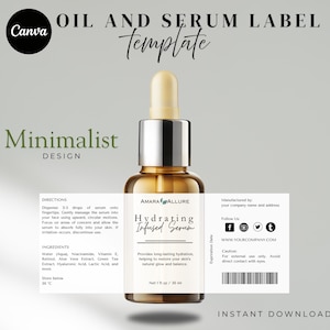 Modelos de rótulos Canva Modelos de rótulos de produtos editáveis Modelos de rótulos DIY Modelo de rótulos personalizados para impressão, rótulos de soro e óleo de 1oz e 2oz