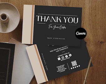 Plantilla de tarjeta de agradecimiento empresarial / Nota de agradecimiento editable / Inserto de empaque para pequeñas empresas / Imprimible y digital / Plantillas de Canva