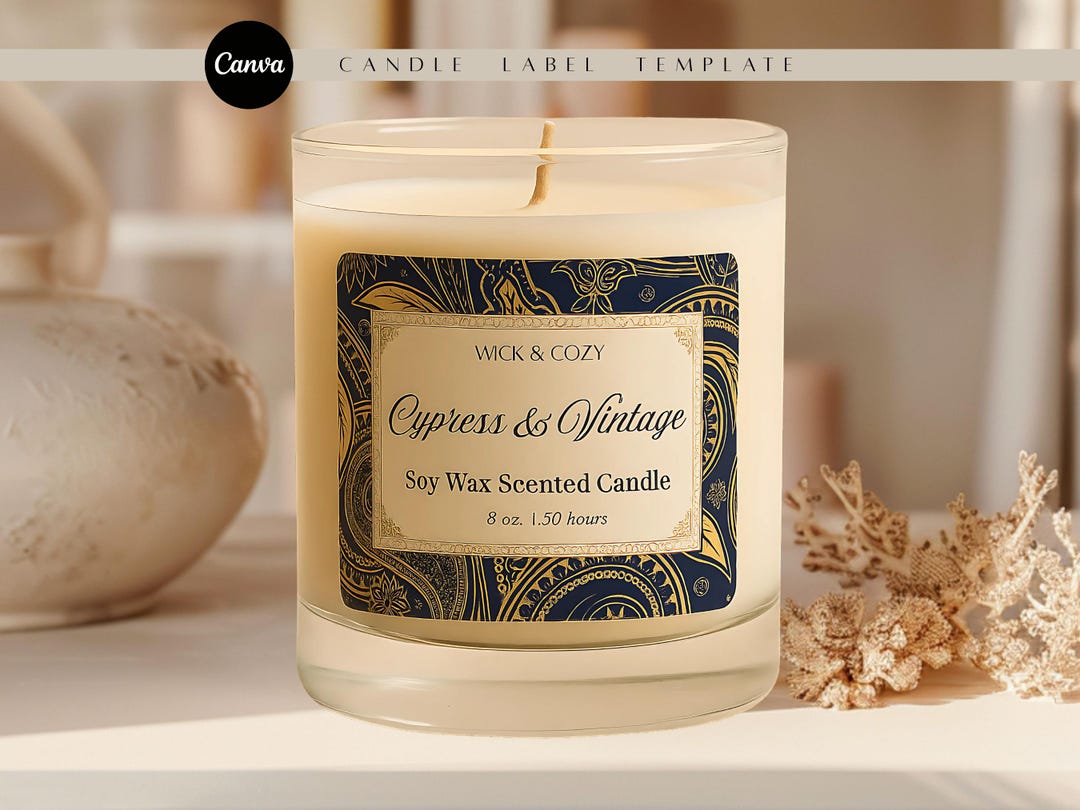 Editable Candle Label Template | Modern Soy Wax Candle Jar Sticker ...