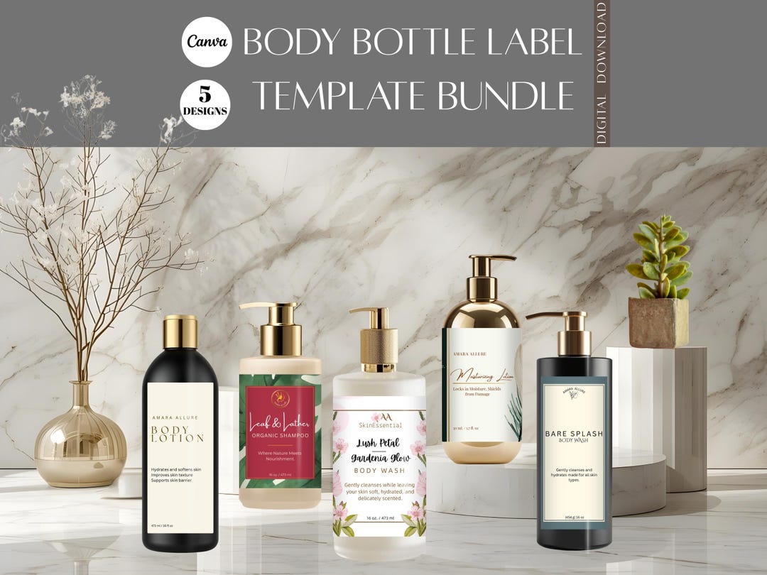 Body Care Label Template Bundle | Editable Canva Templates | Lotion ...